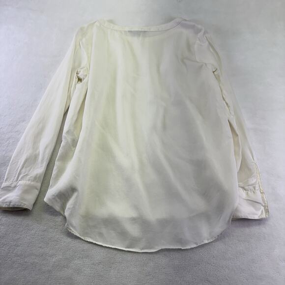 Banana Republic TENCEL™ High Low Hem Long Sleeve Blouse Tunic Shirt Ivory Size S - Picture 7 of 10